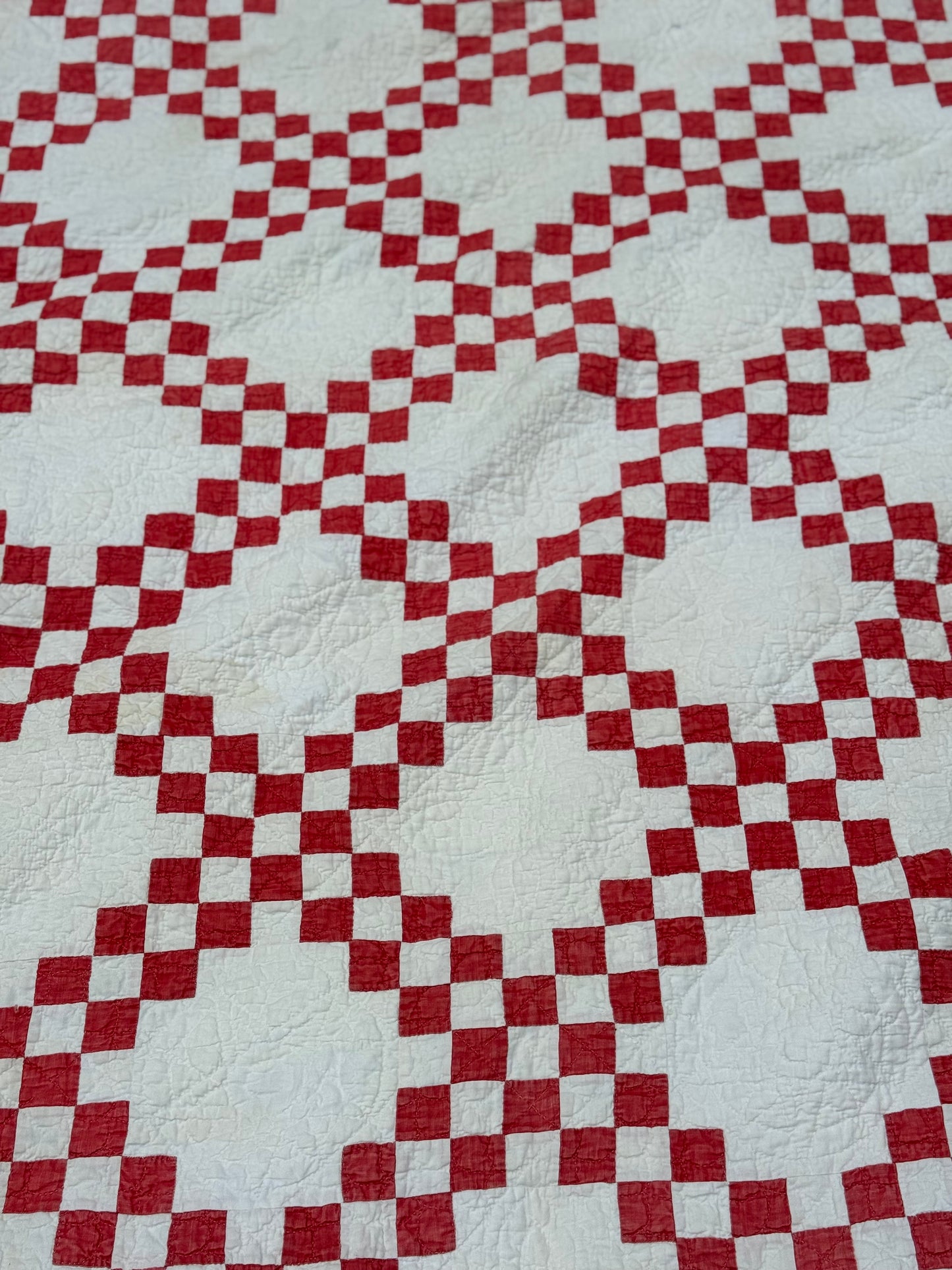 Antique Red and White Irish Chain Quilt