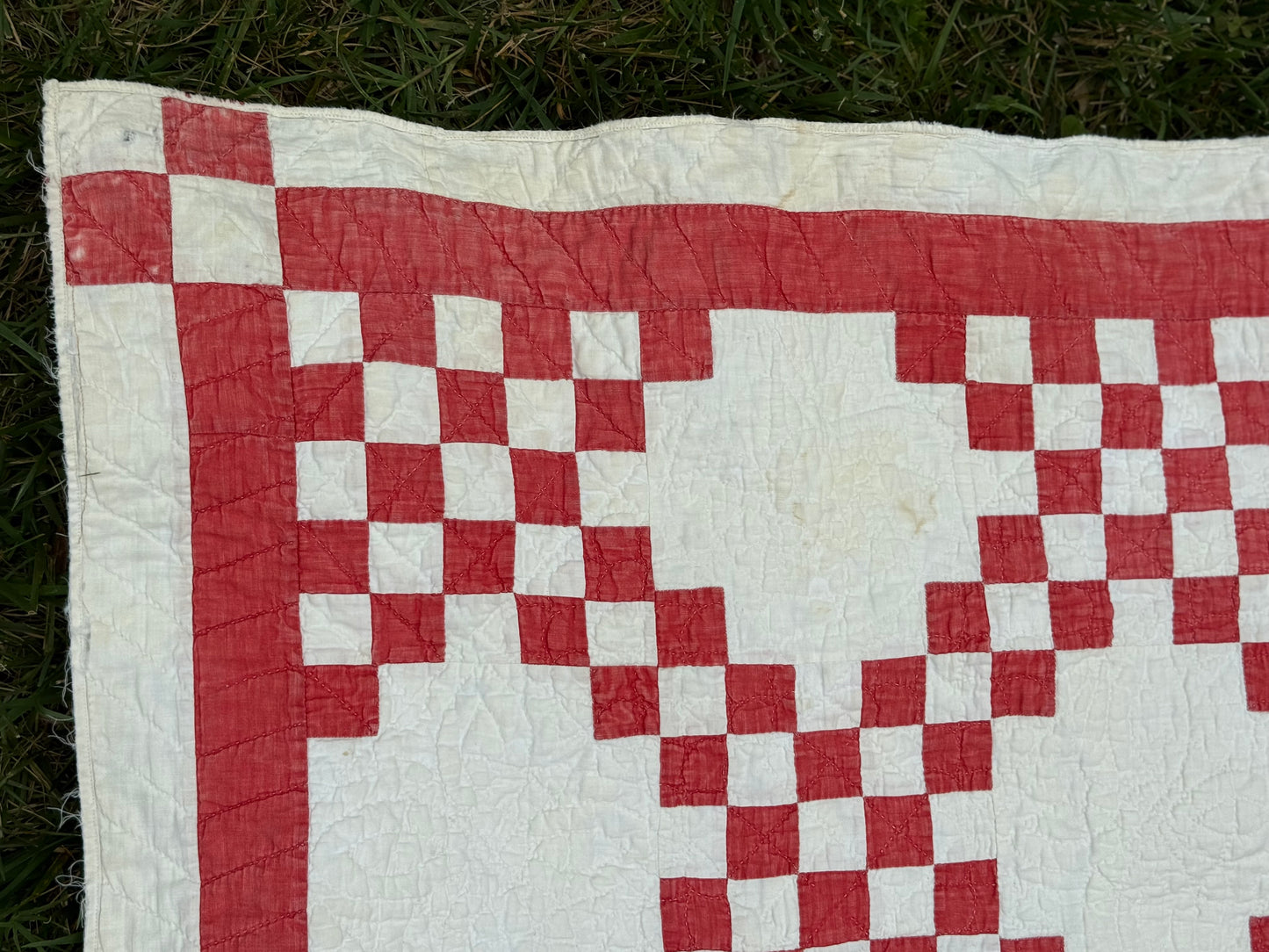 Antique Red and White Irish Chain Quilt