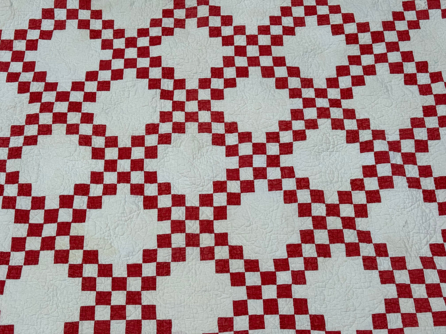 Antique Red and White Irish Chain Quilt