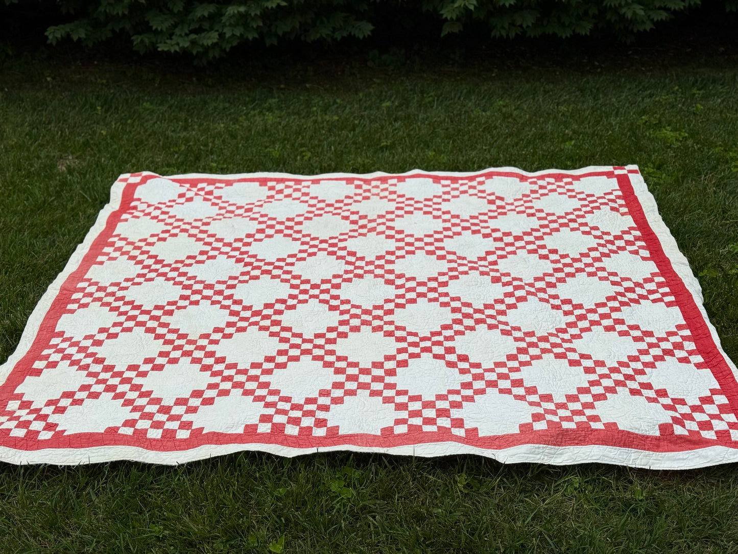 Antique Red and White Irish Chain Quilt