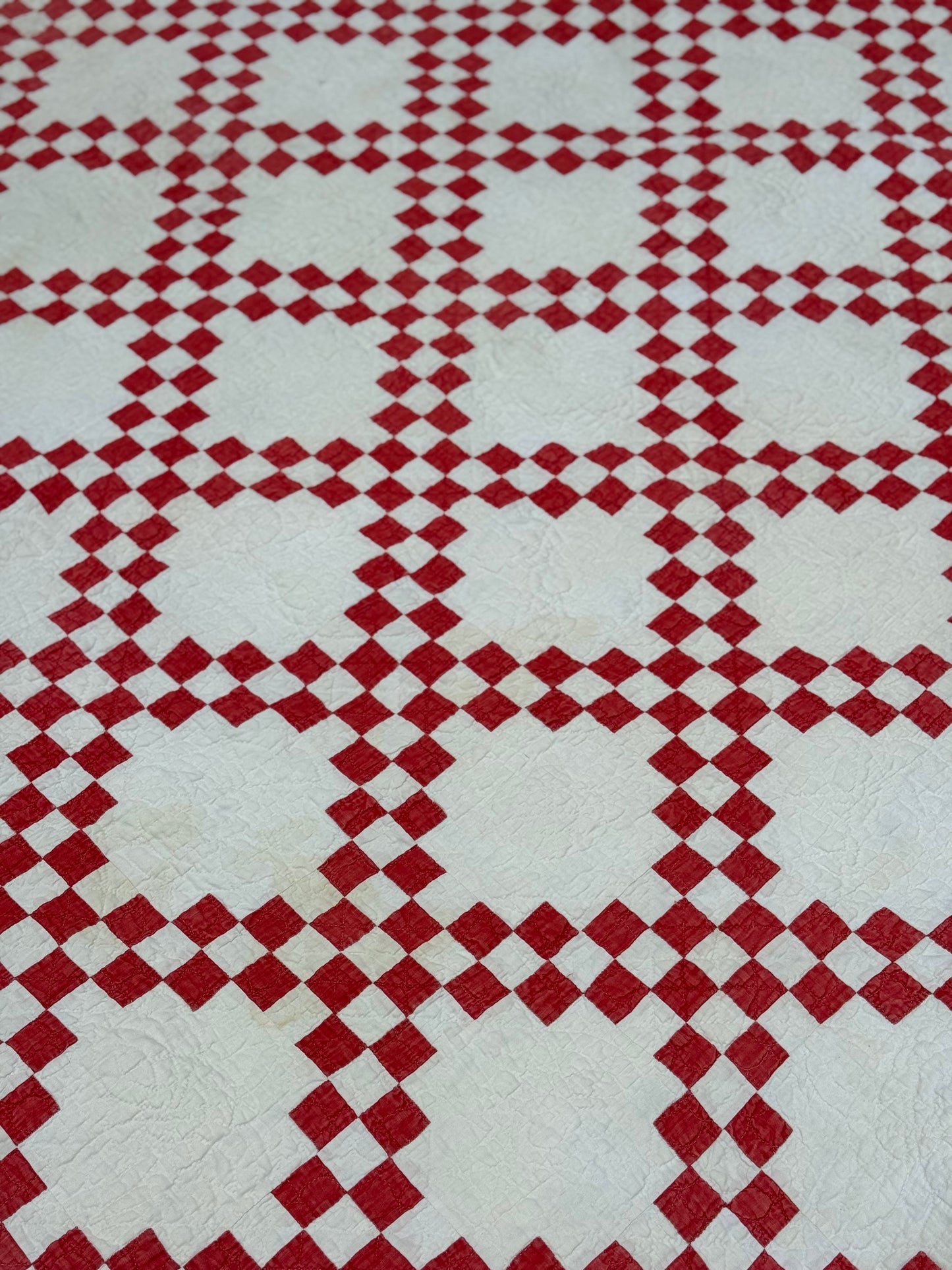 Antique Red and White Irish Chain Quilt