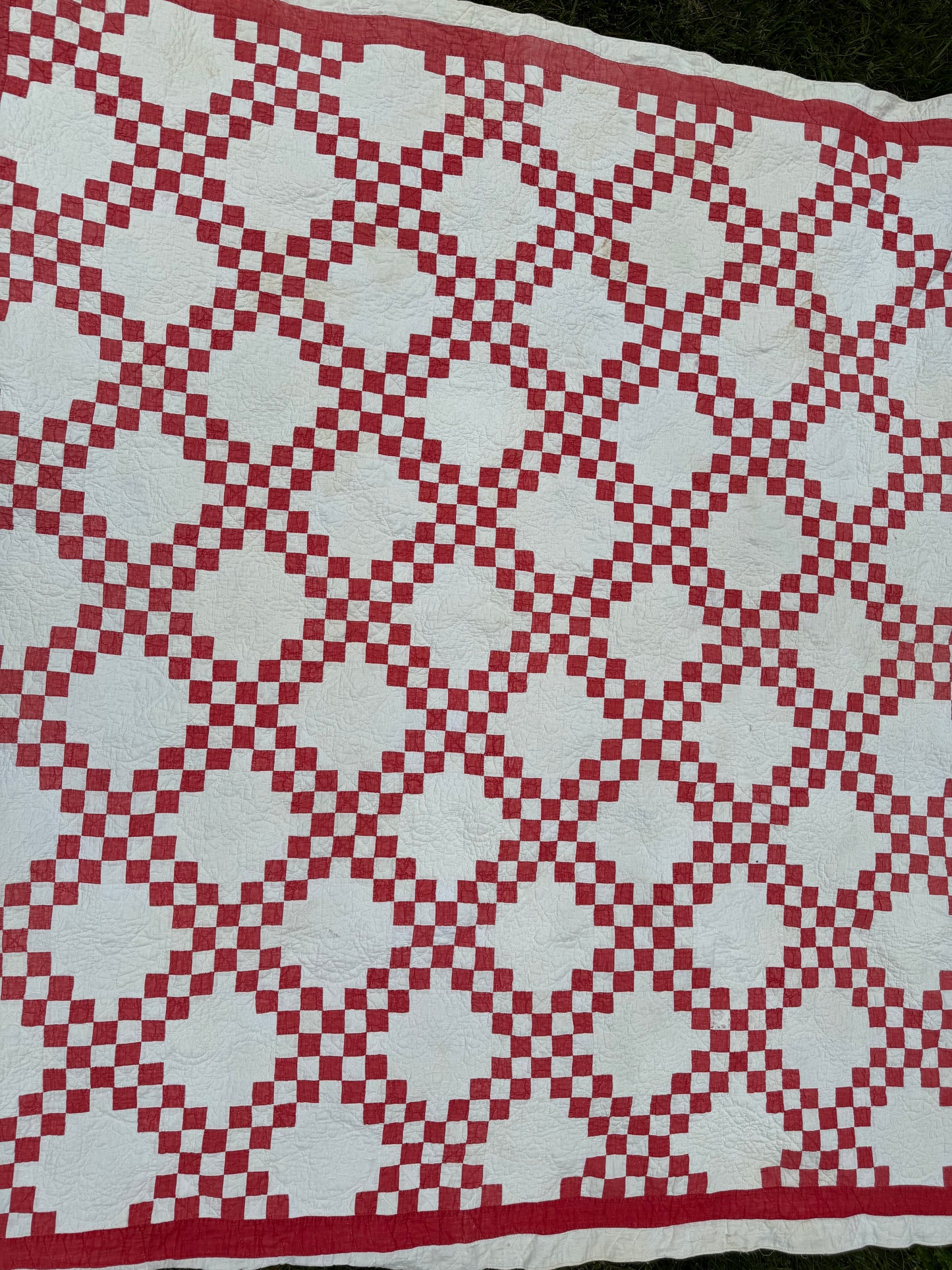 Antique Red and White Irish Chain Quilt