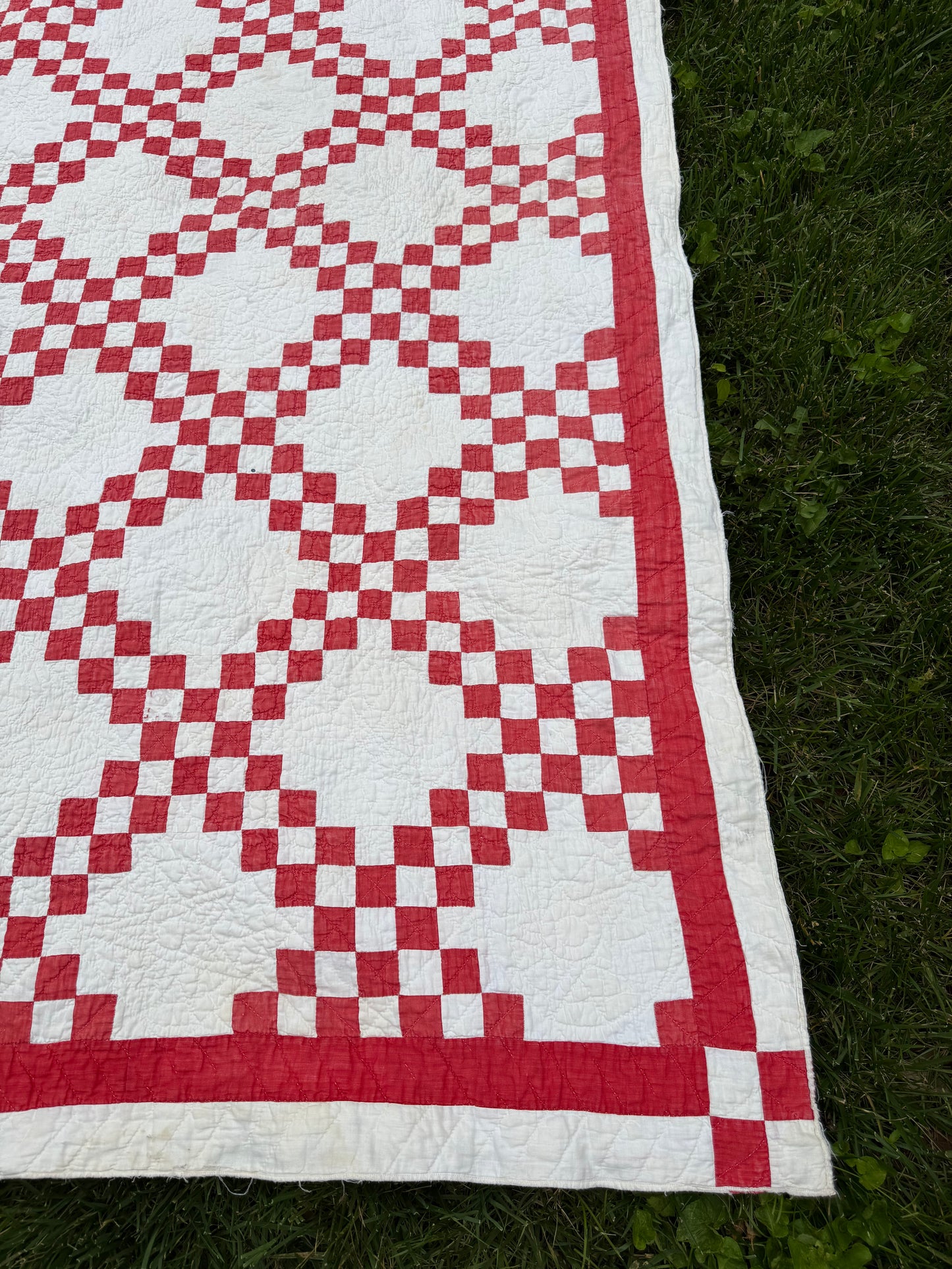 Antique Red and White Irish Chain Quilt