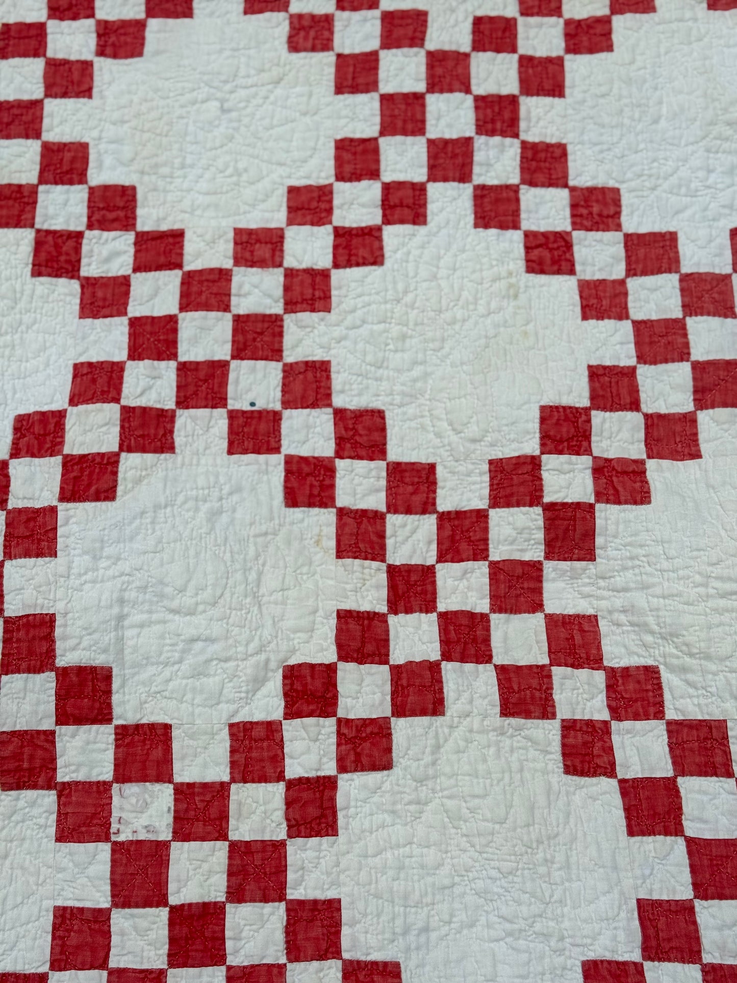 Antique Red and White Irish Chain Quilt