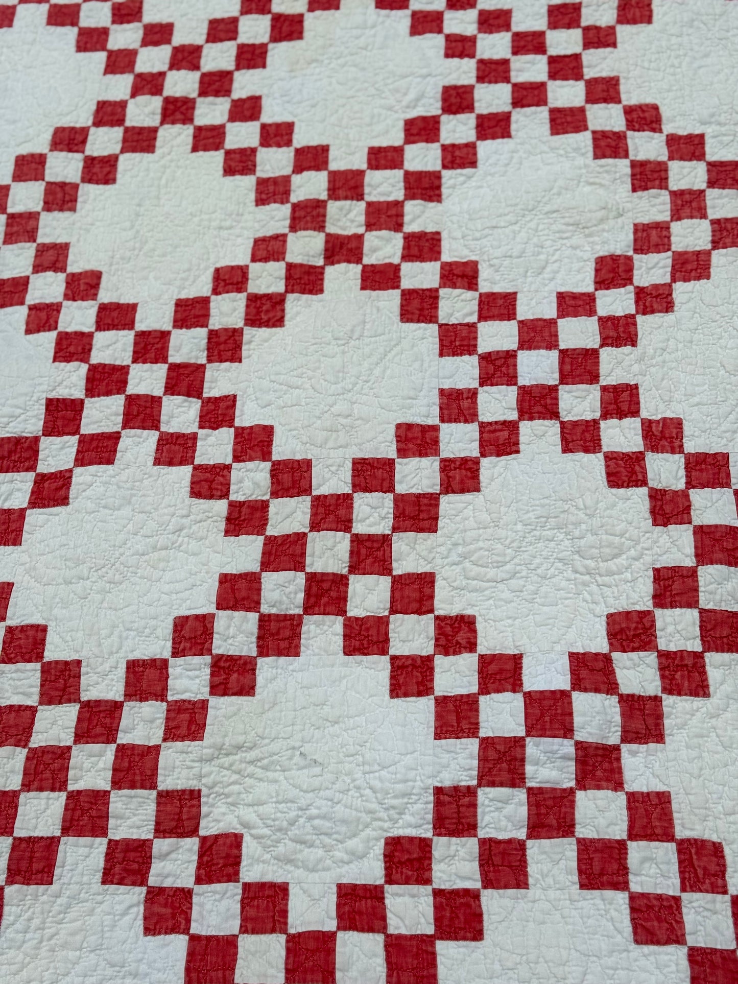 Antique Red and White Irish Chain Quilt