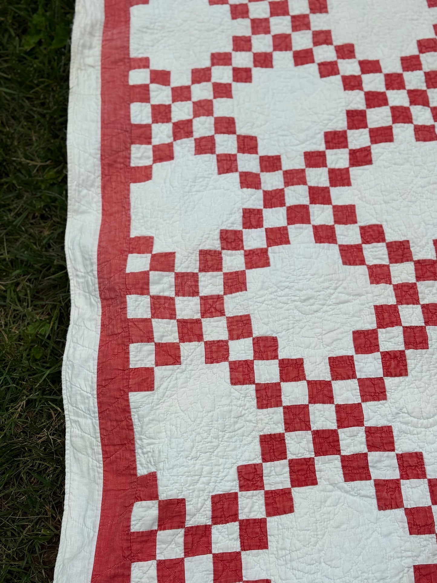 Antique Red and White Irish Chain Quilt
