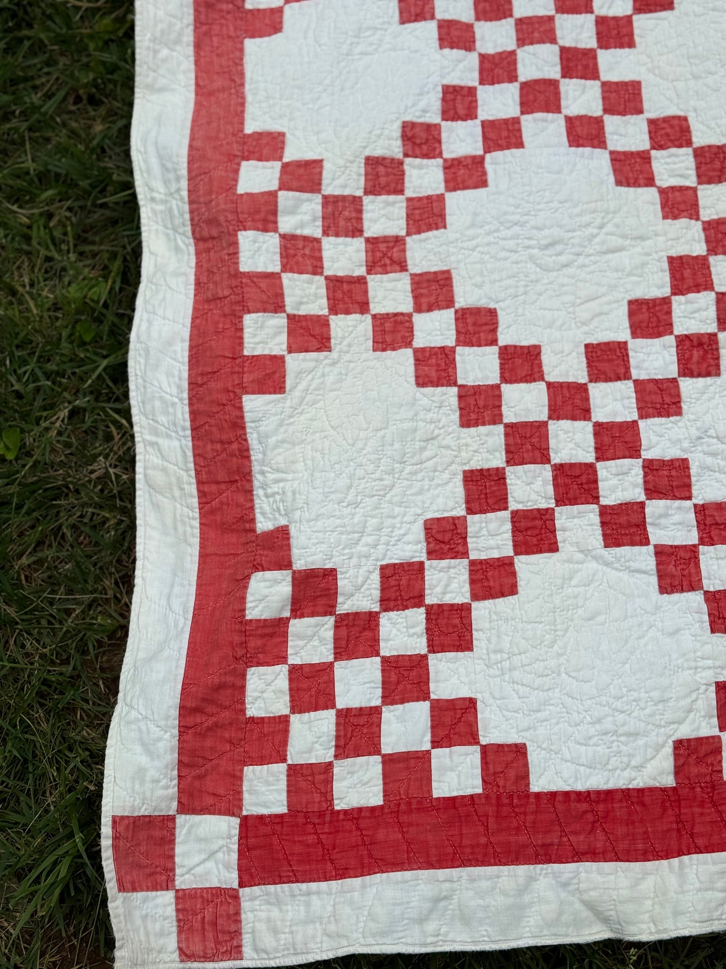 Antique Red and White Irish Chain Quilt