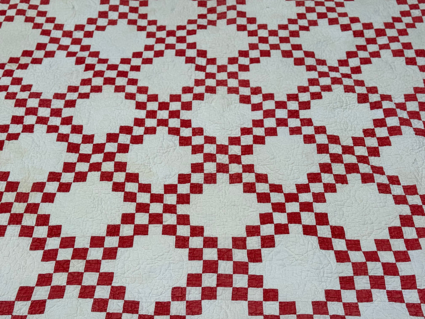 Antique Red and White Irish Chain Quilt