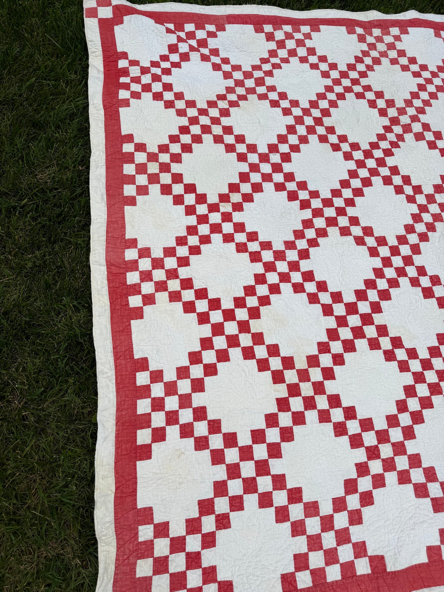 Antique Red and White Irish Chain Quilt