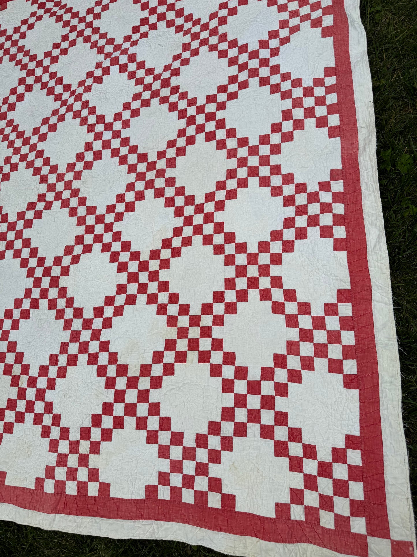 Antique Red and White Irish Chain Quilt