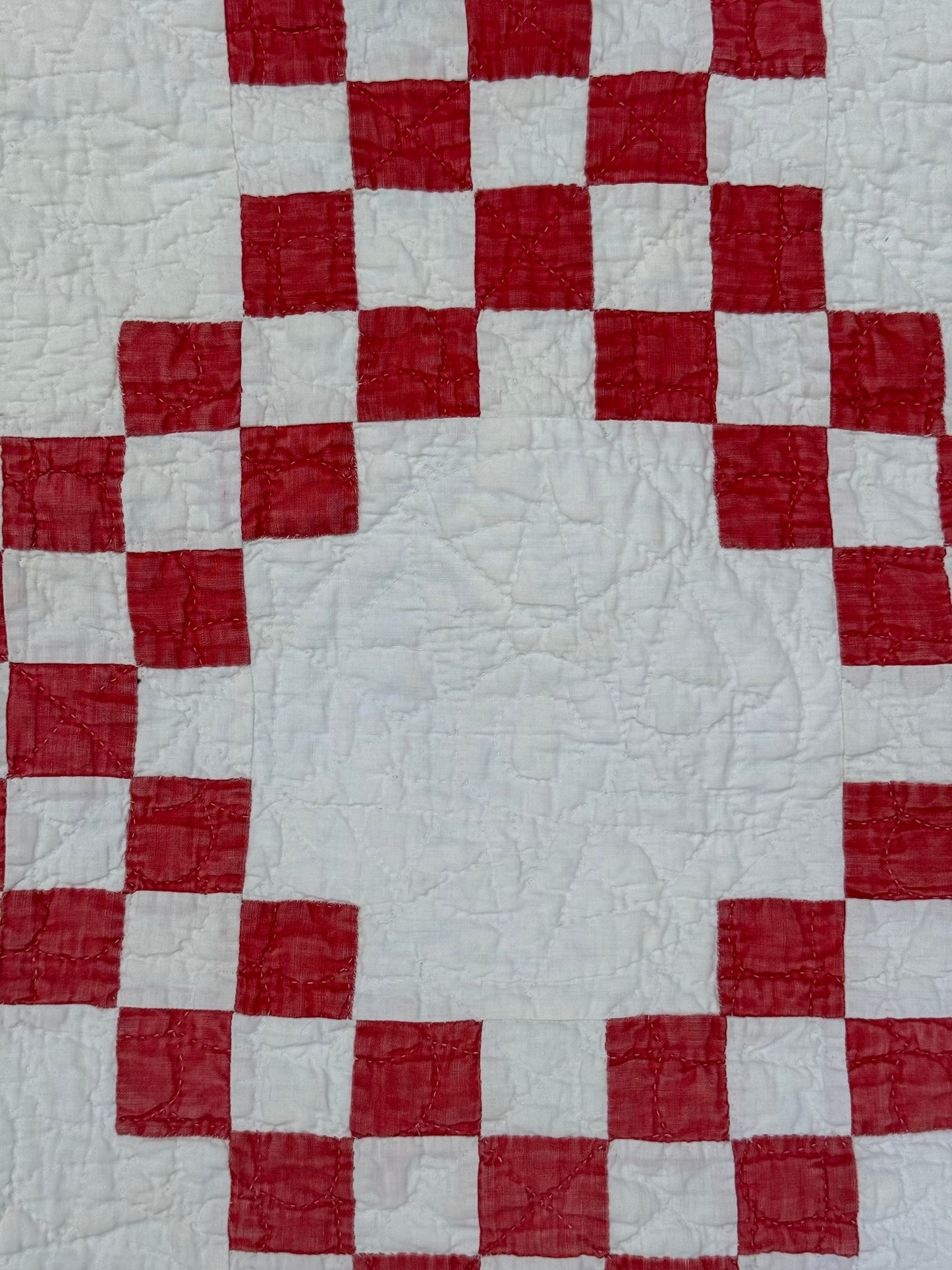 Antique Red and White Irish Chain Quilt
