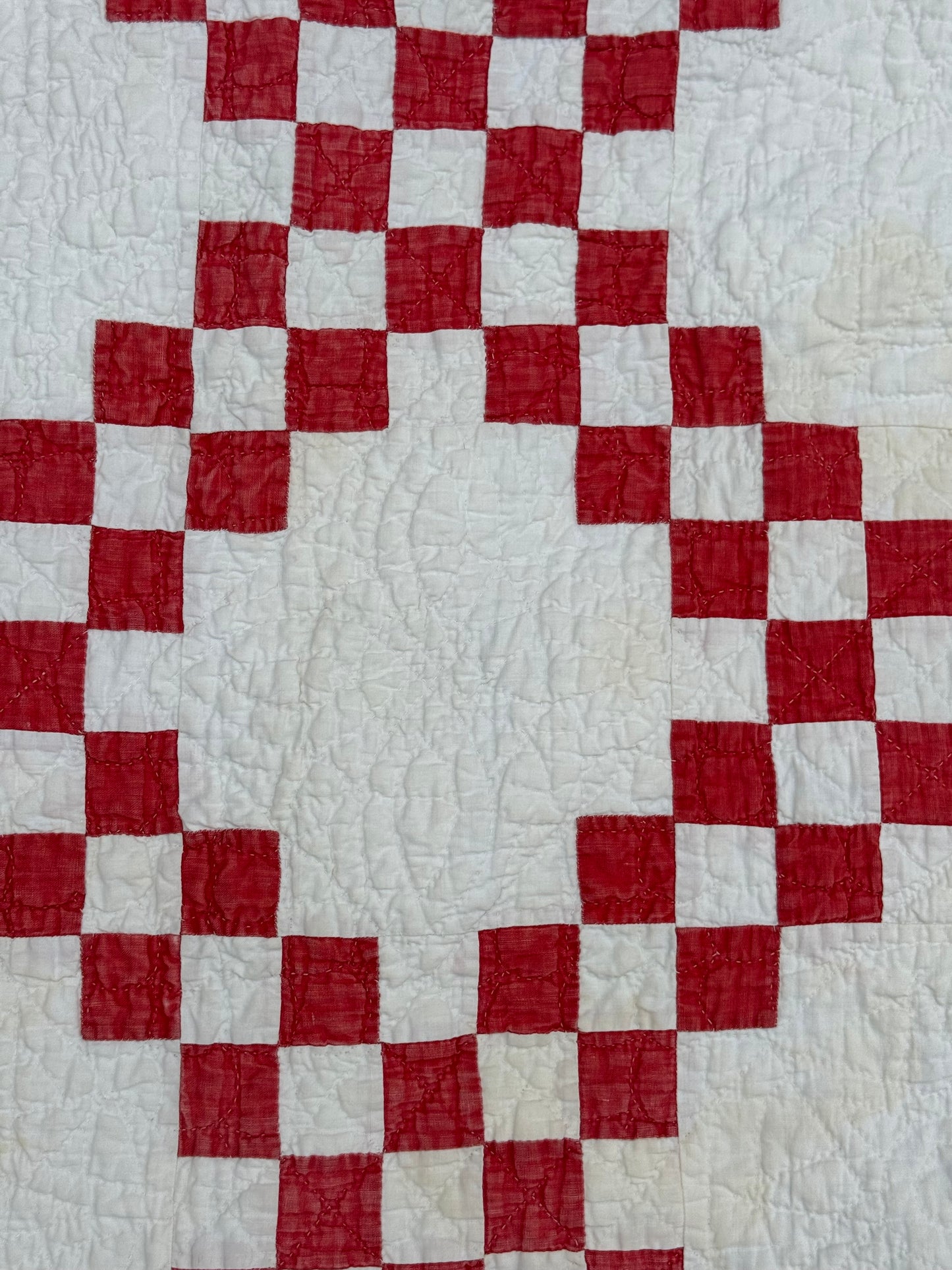 Antique Red and White Irish Chain Quilt