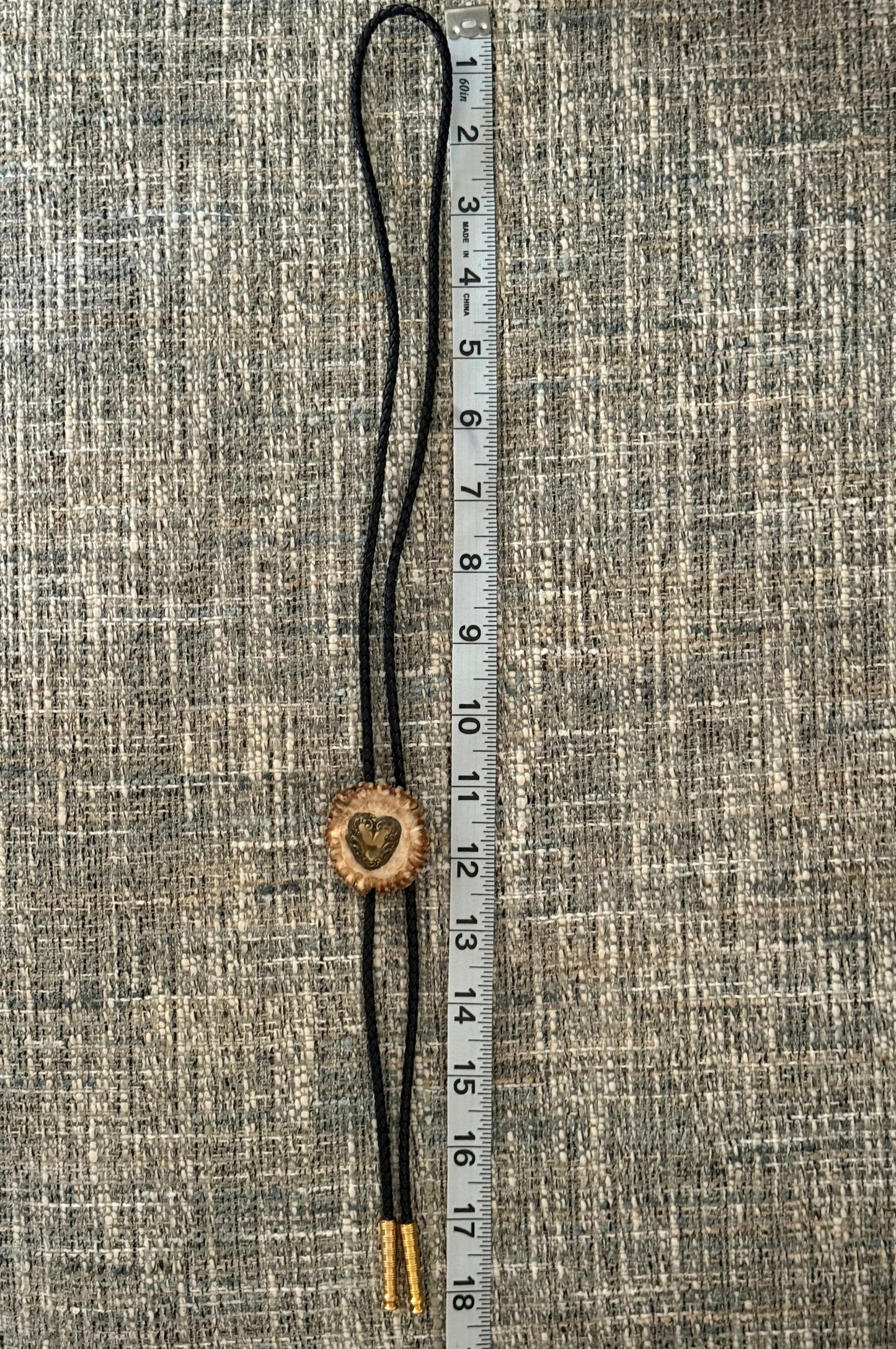 Vintage Antler with Heart Bolo Tie