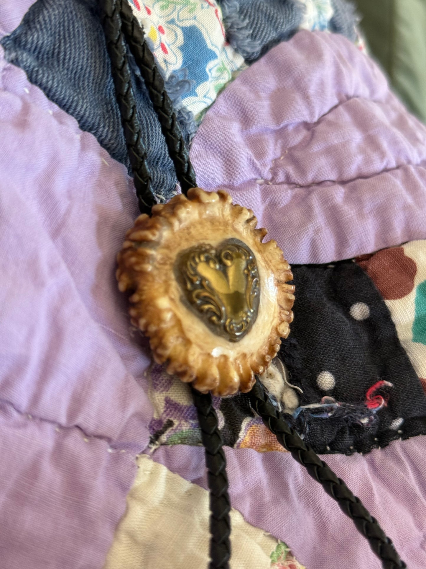 Vintage Antler with Heart Bolo Tie