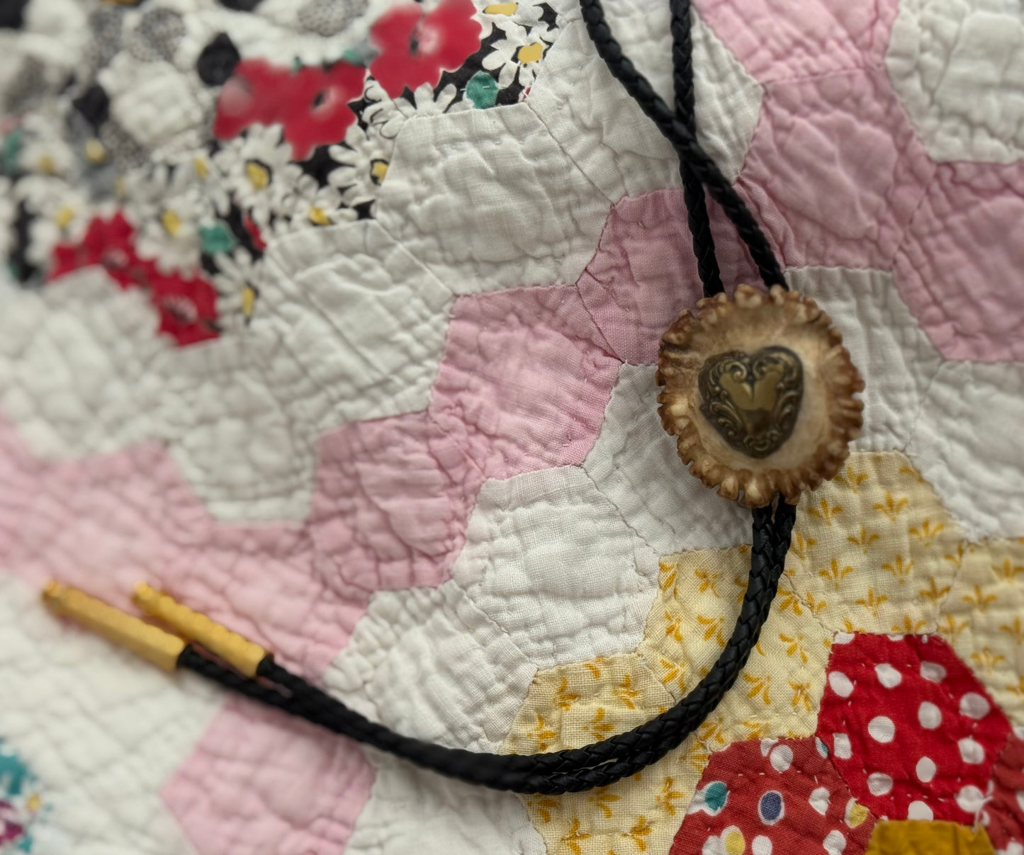 Vintage Antler with Heart Bolo Tie