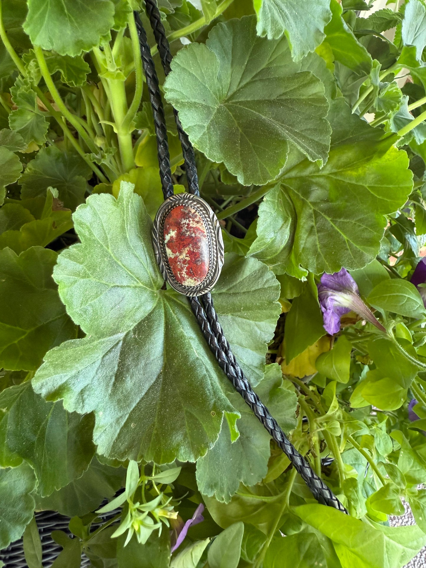 Vintage Sterling Red Jasper Bolo Tie