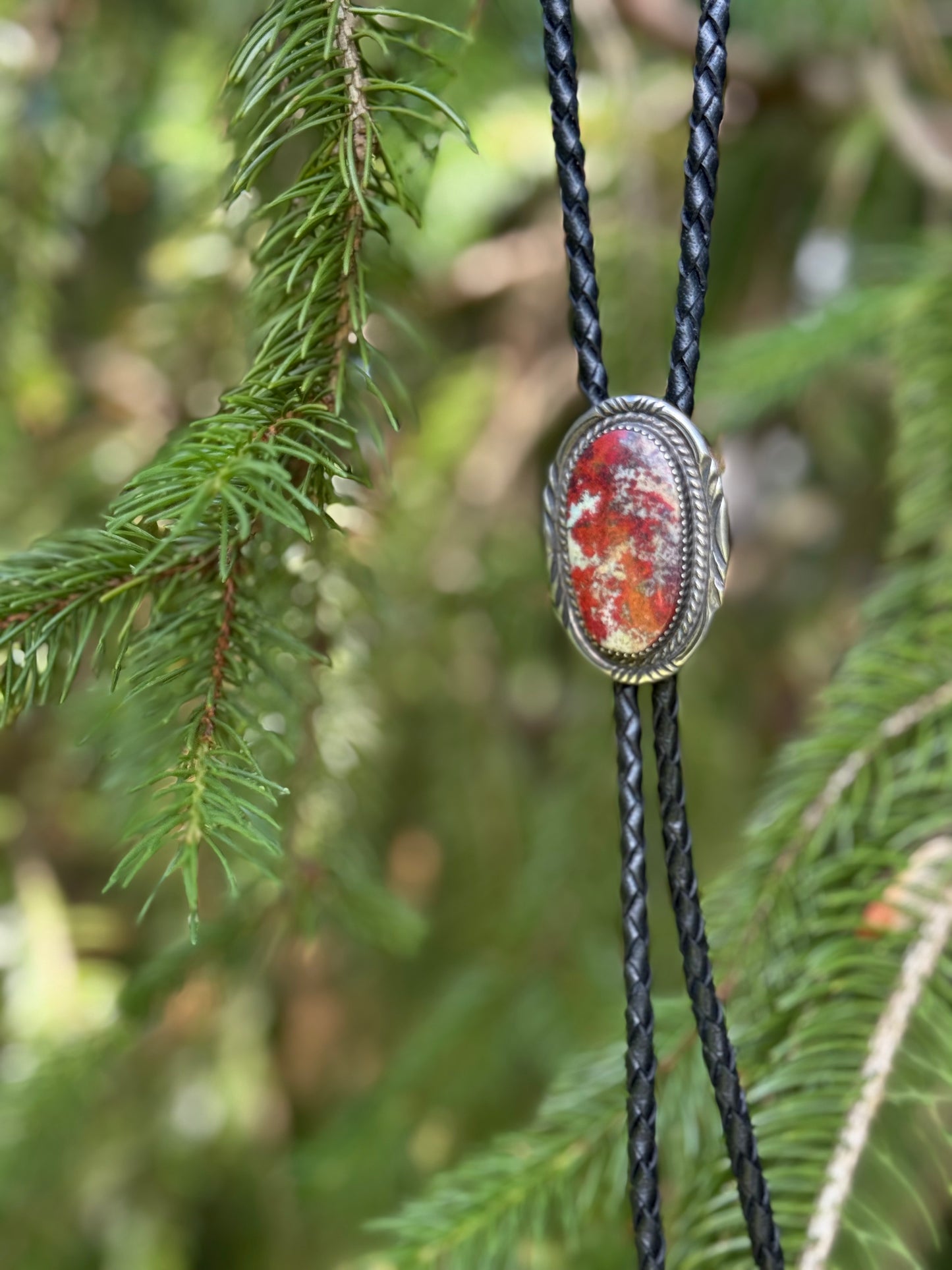 Vintage Sterling Red Jasper Bolo Tie