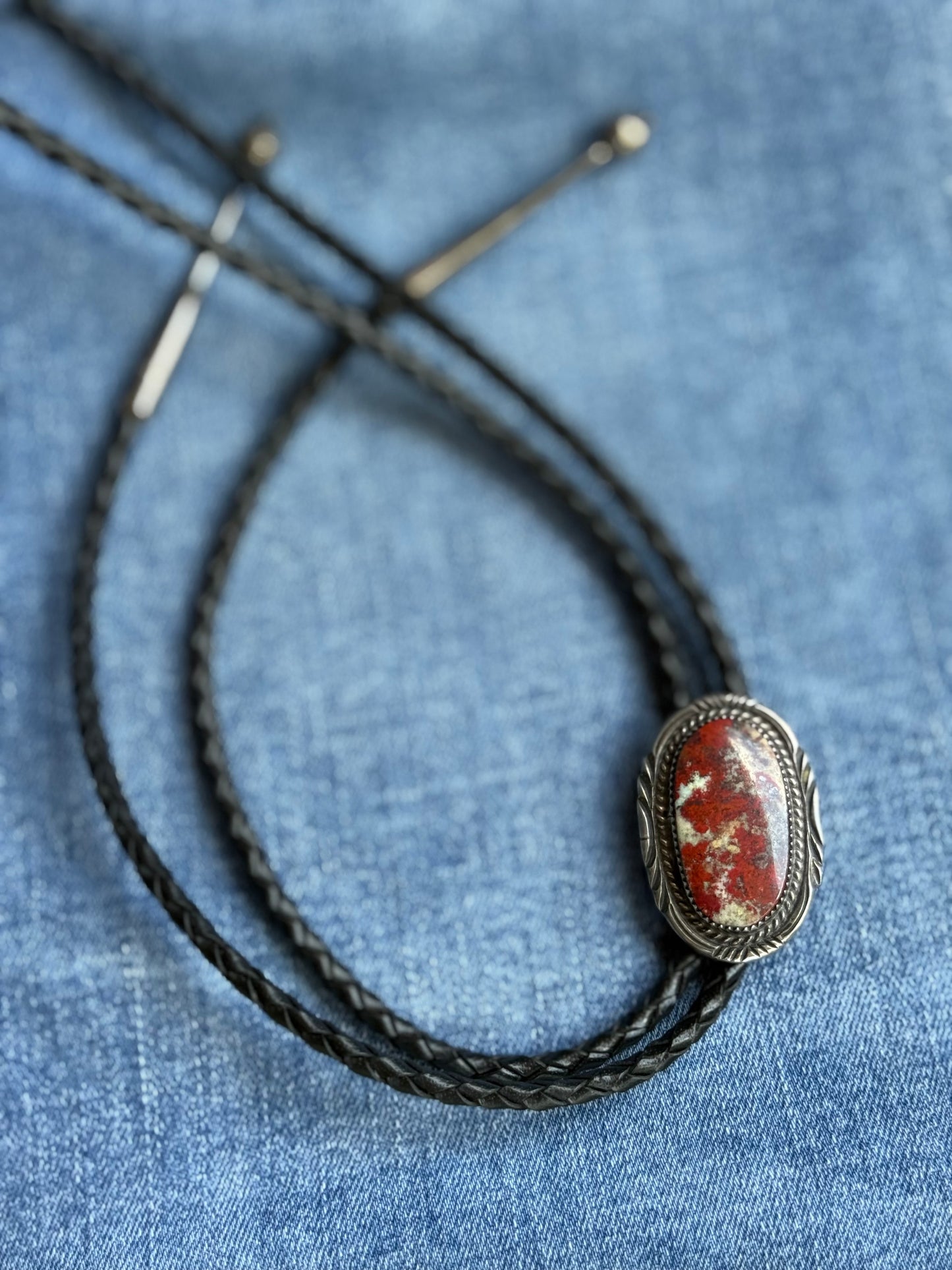 Vintage Sterling Red Jasper Bolo Tie