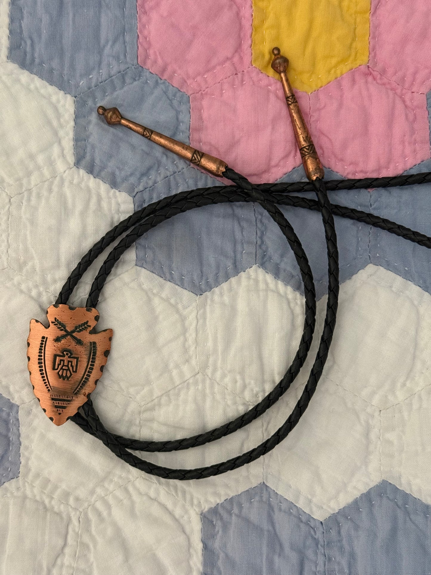 Vintage Copper Arrowhead Bolo Tie