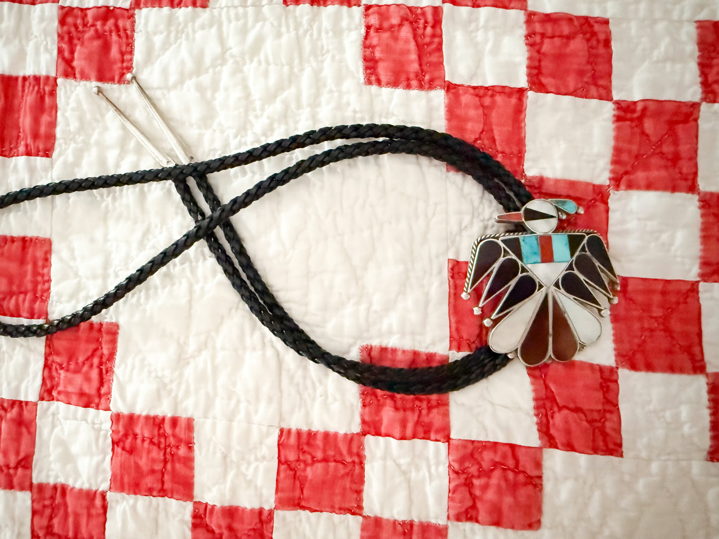 Thunderbird Turquoise and Multi Stone Bolo Tie
