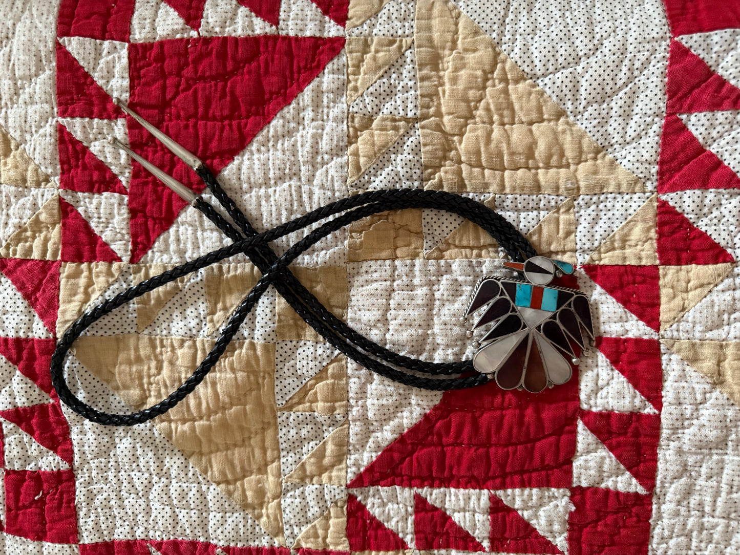 Thunderbird Turquoise and Multi Stone Bolo Tie