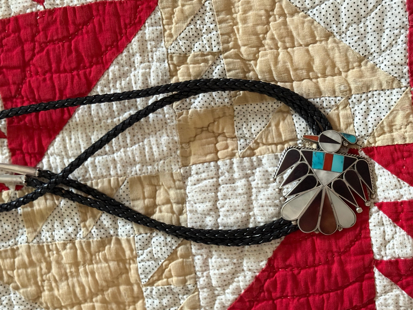 Thunderbird Turquoise and Multi Stone Bolo Tie
