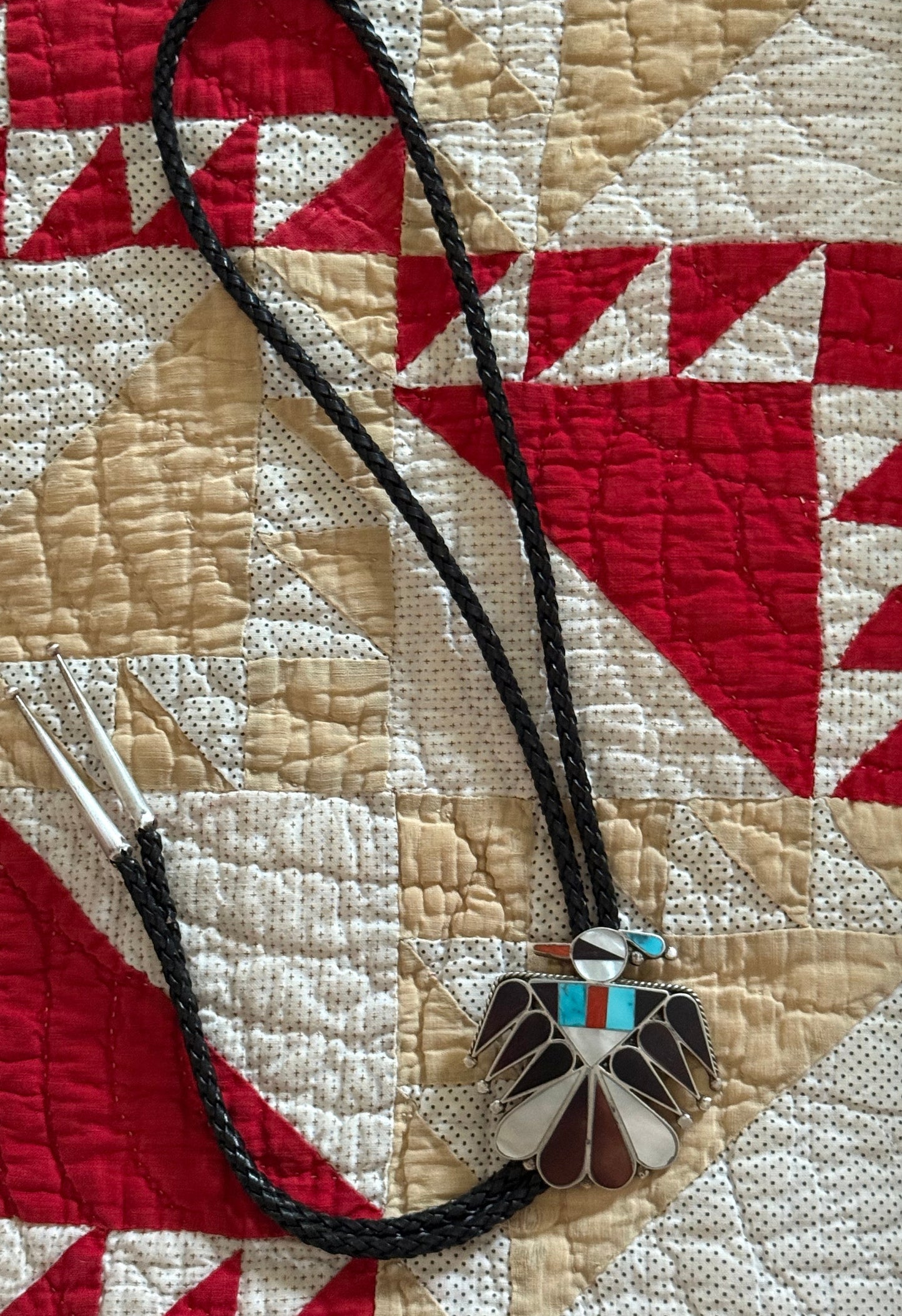 Thunderbird Turquoise and Multi Stone Bolo Tie