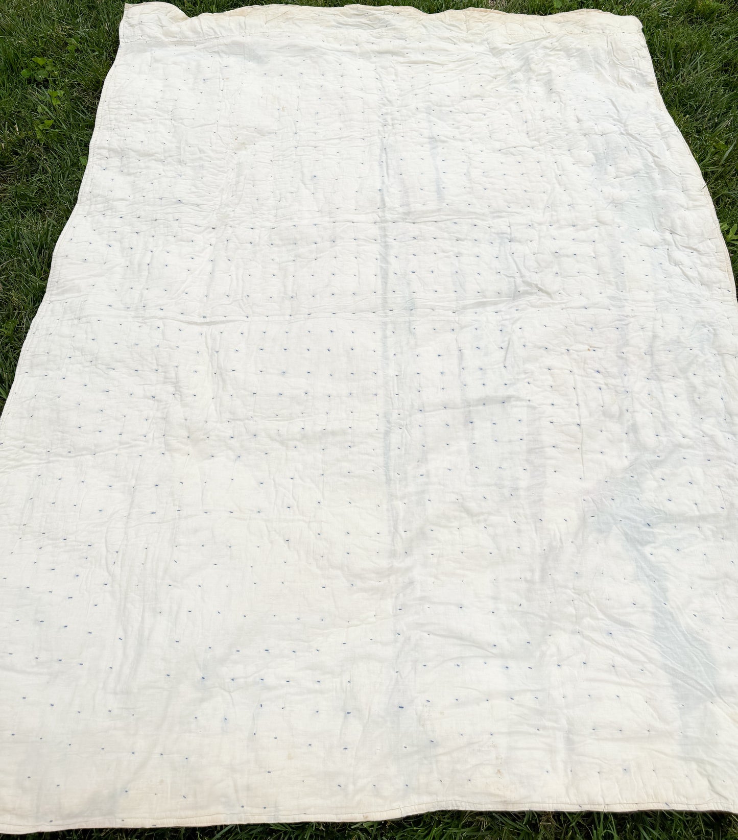 Vintage Scrappy Rectangles Hand Tied Cutter Quilt