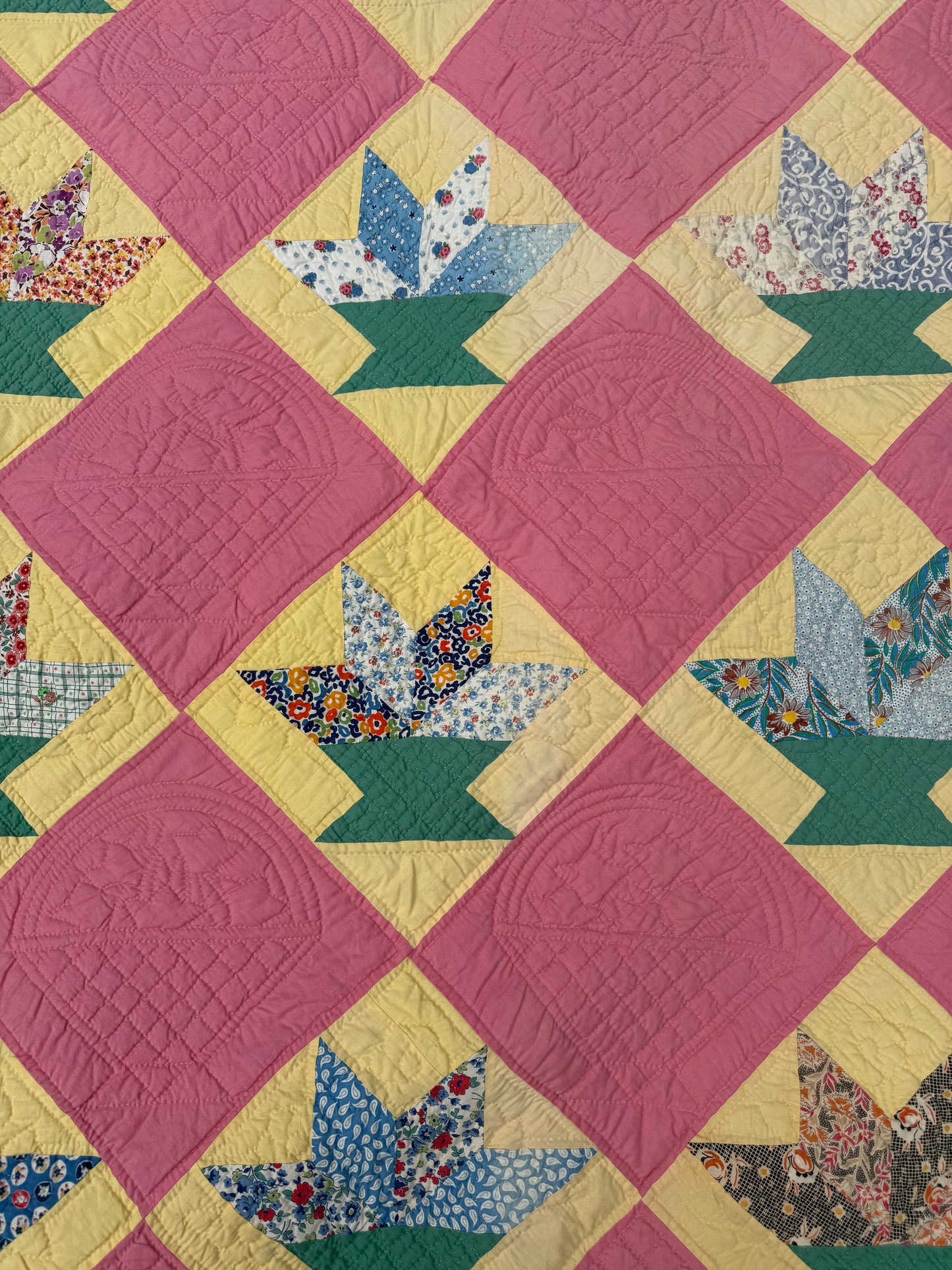 Vintage Cactus Basket Quilt