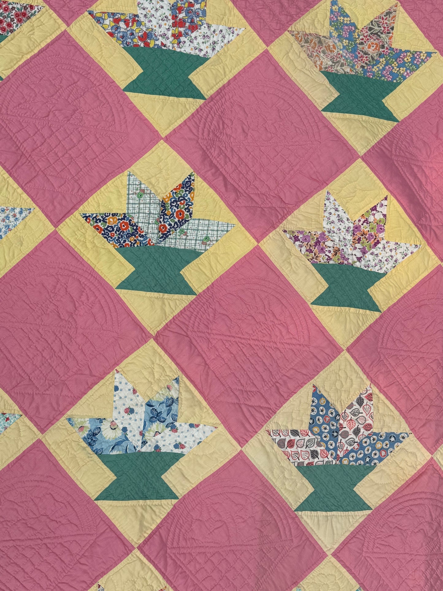 Vintage Cactus Basket Quilt