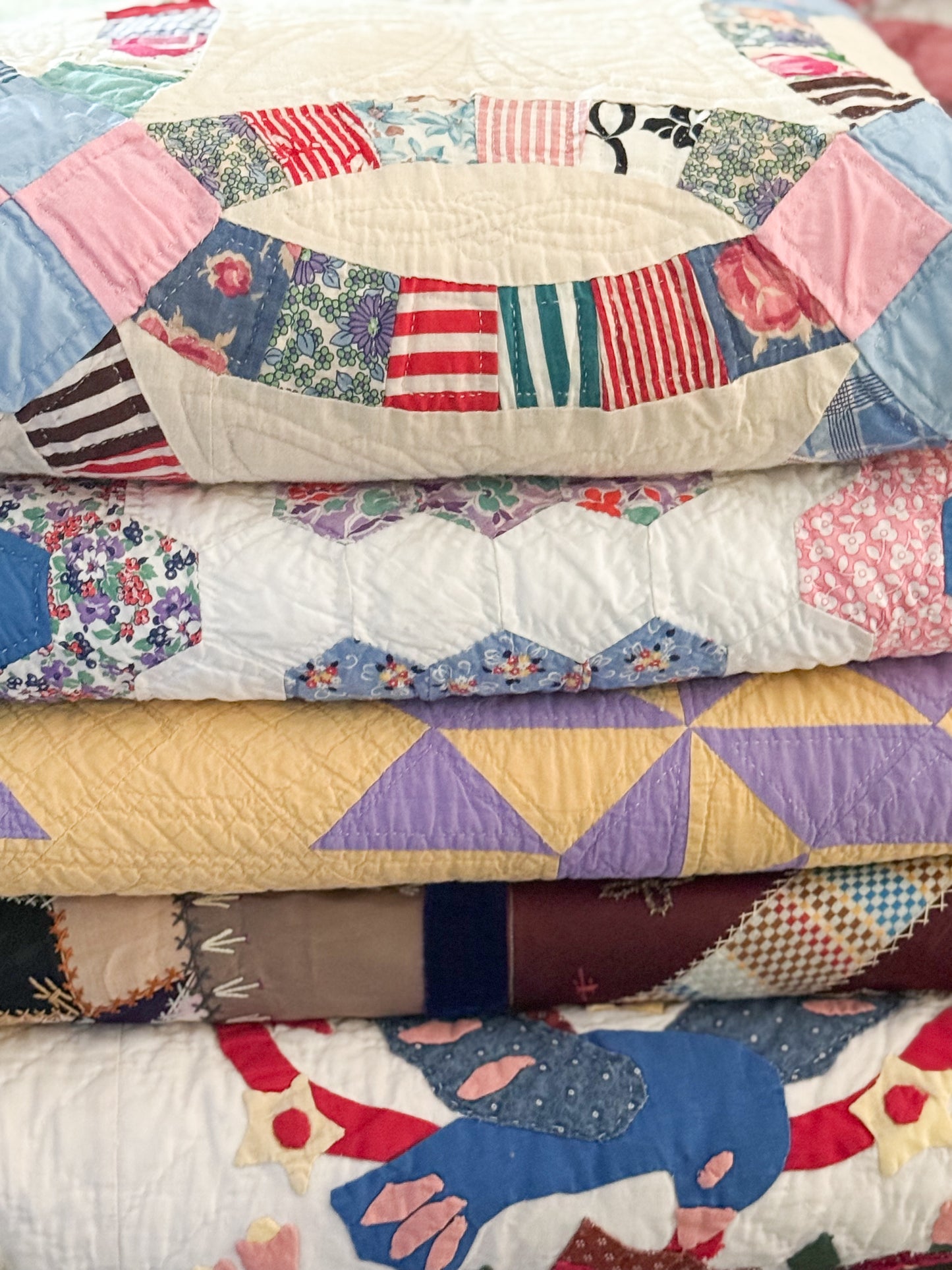 Vintage Double Wedding Ring Quilt