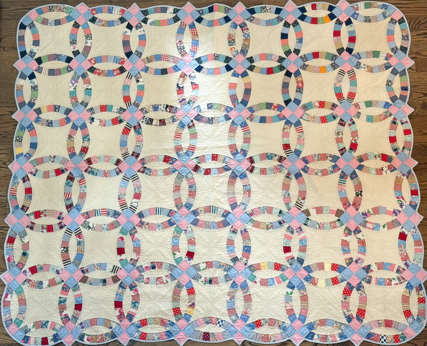 Vintage Double Wedding Ring Quilt