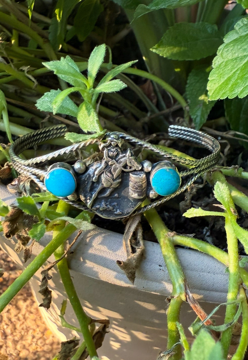 Sterling Turquoise Cowgirl Cuff