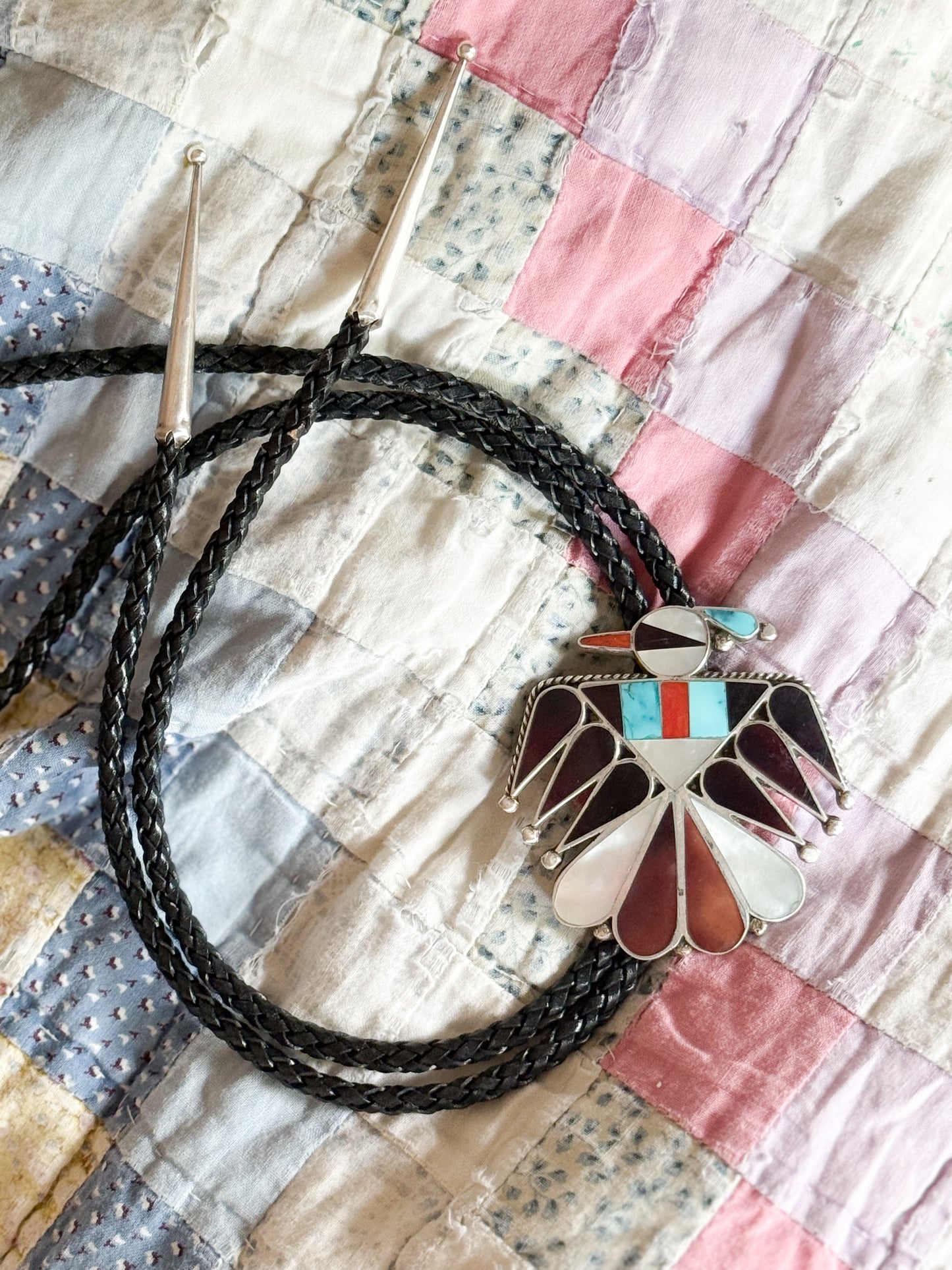 Thunderbird Turquoise and Multi Stone Bolo Tie