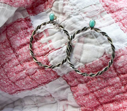Sterling Turquoise Hoop Post Earrings