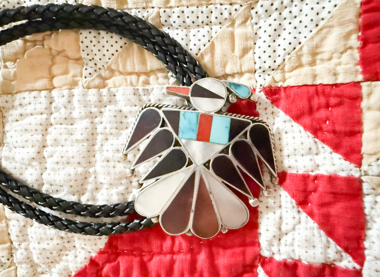 Thunderbird Turquoise and Multi Stone Bolo Tie