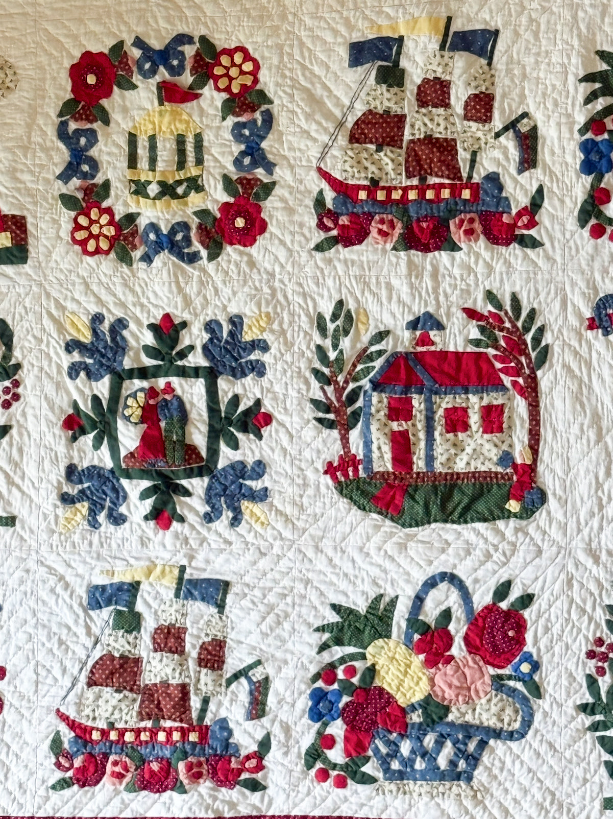 Americana Applique Baltimore Album Quilt