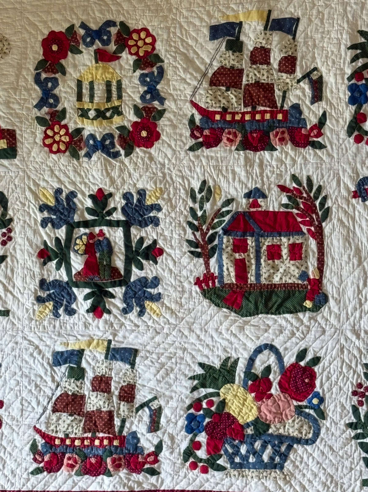 Americana Applique Baltimore Album Quilt