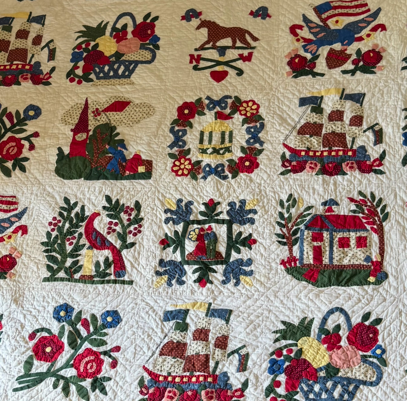 Americana Applique Baltimore Album Quilt