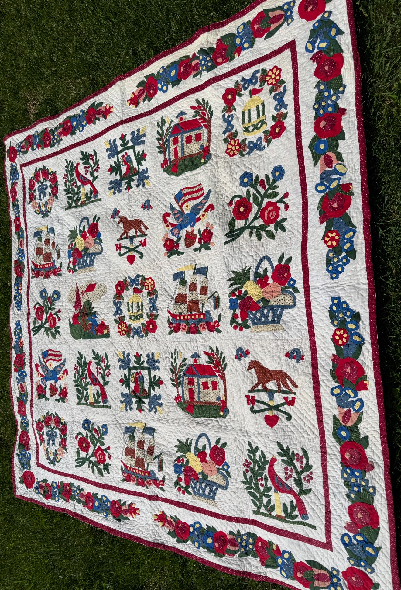 Americana Applique Baltimore Album Quilt