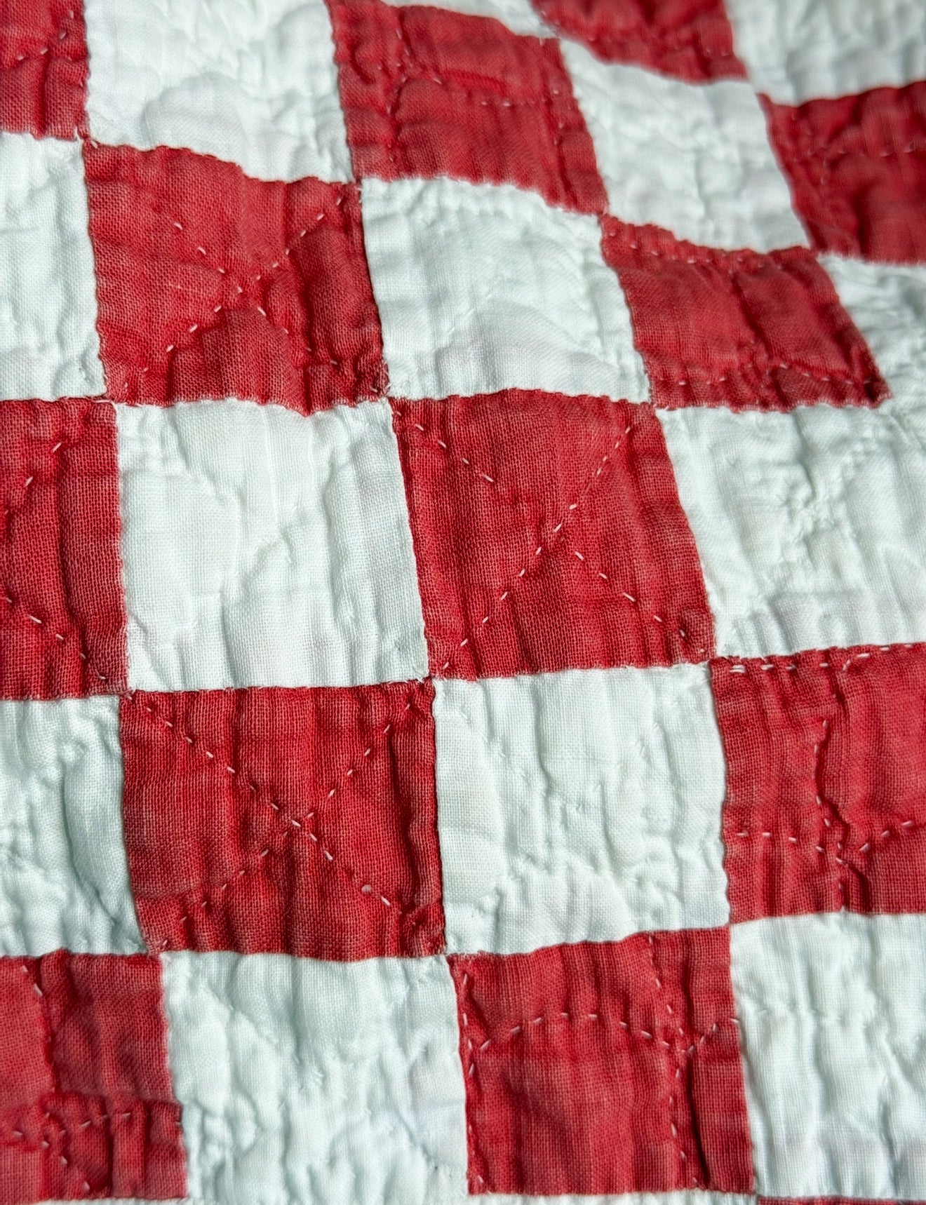 Antique Red and White Irish Chain Quilt