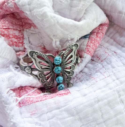 Sterling Turquoise Butterfly Cuff Bracelet