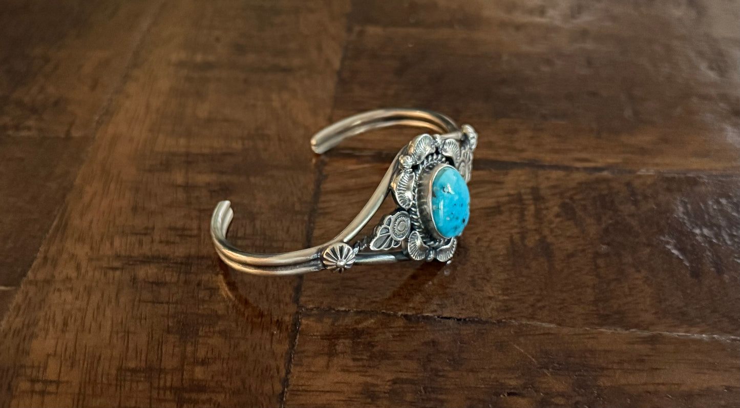 Sterling Silver Flower Cuff Bracelet