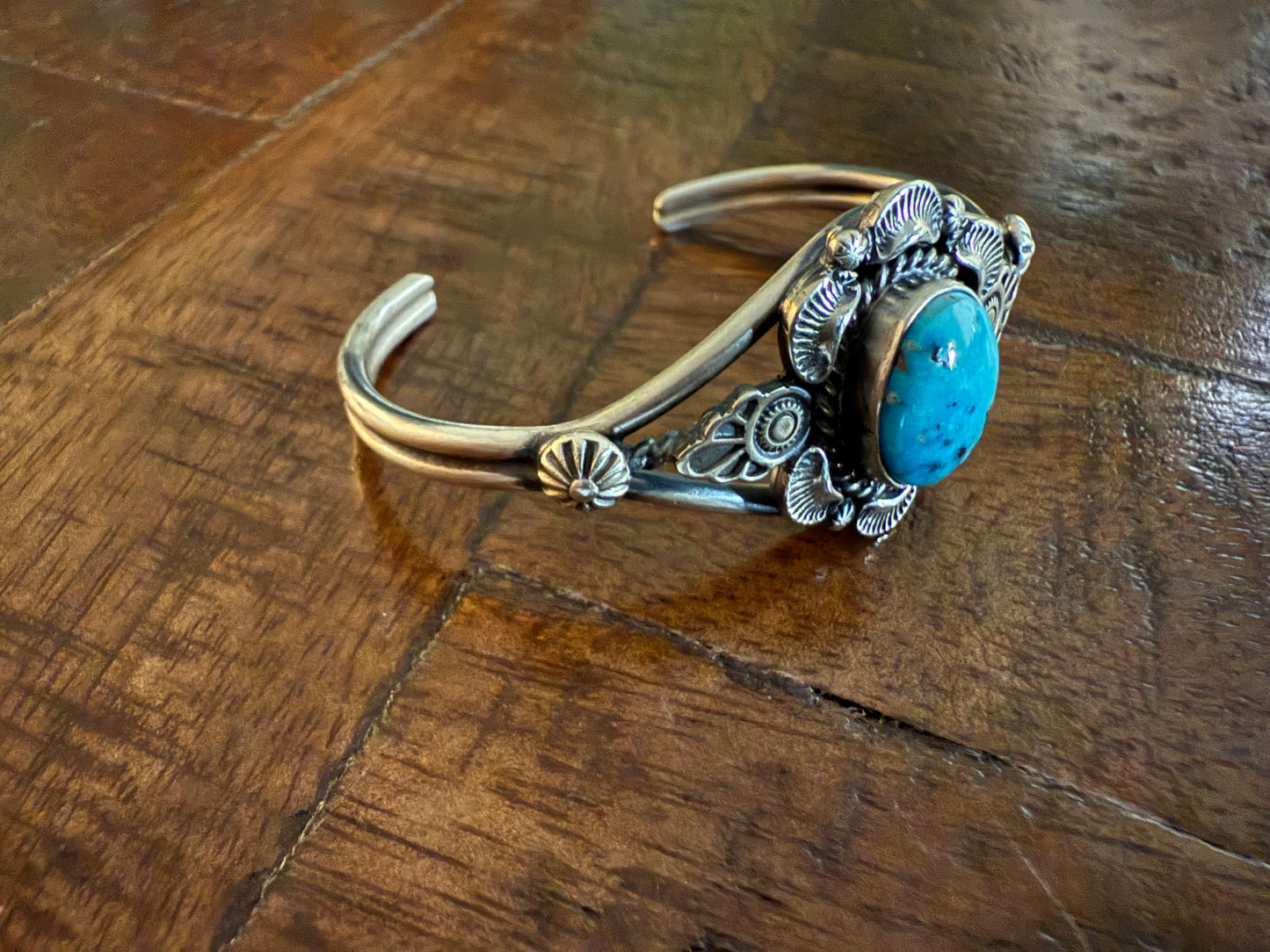 Sterling Silver Flower Cuff Bracelet