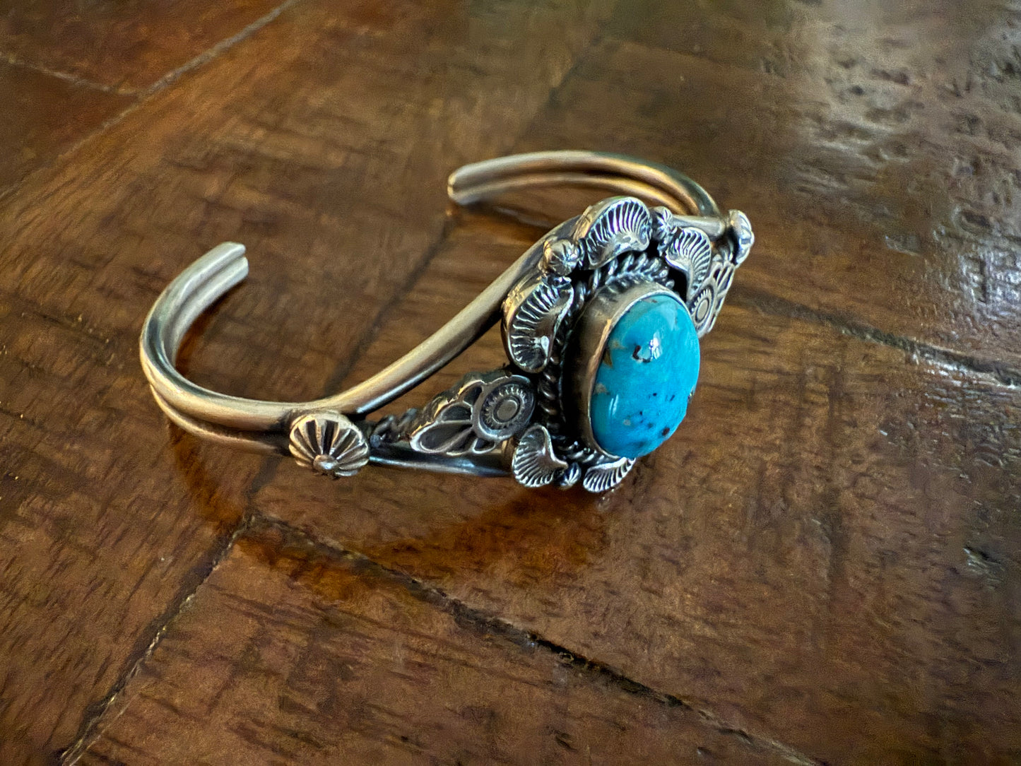 Sterling Silver Flower Cuff Bracelet
