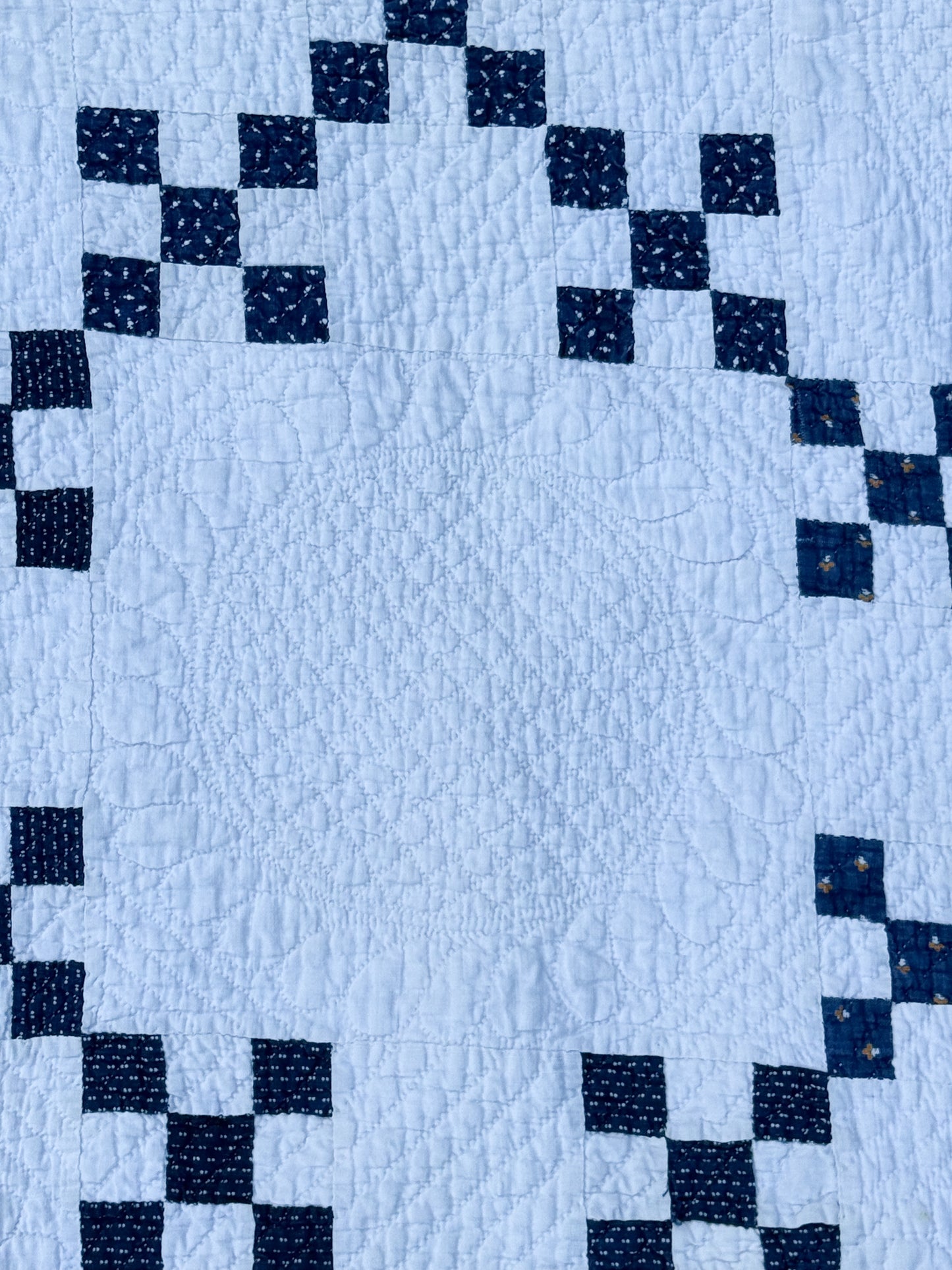 Antique Blue and White Double Nine Patch Quilt
