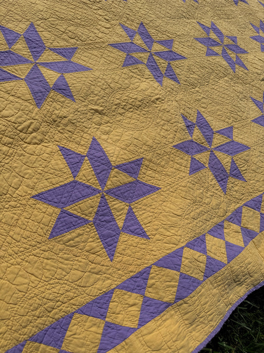 Vintage Purple and Gold Quilt