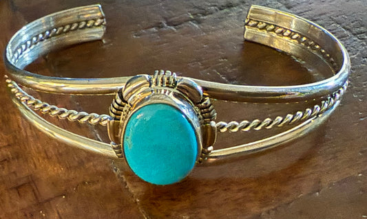 3 Band Sterling Turquoise Cuff Bracelet