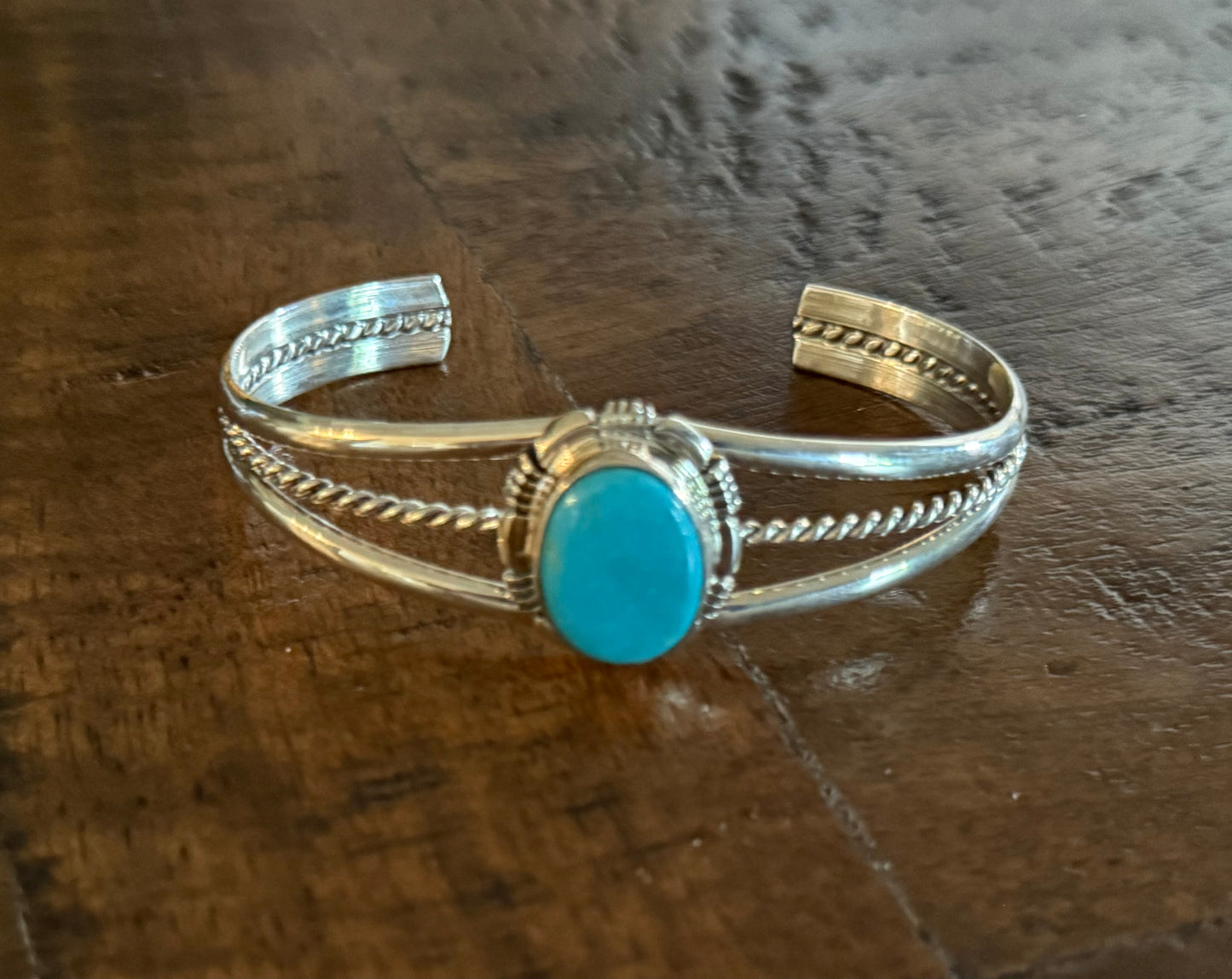 3 Band Sterling Turquoise Cuff Bracelet