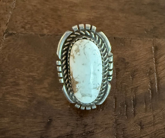 Estate Sterling Silver White Buffalo Stone Ring